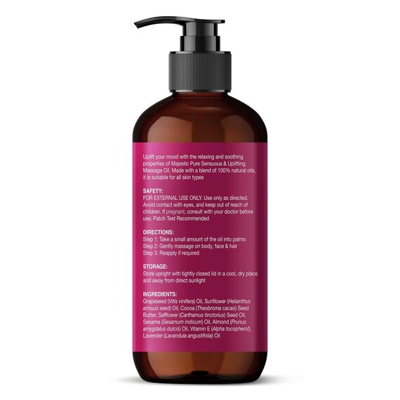 MAJESTIC PURE Cocoa Massage Oil for Massage Therapy - Refreshing, and Relaxing - Natural Oils with Cocoa Butter, Vitamin E & Lavender Oil - for All Skin Types - Men and Women - 8 fl oz