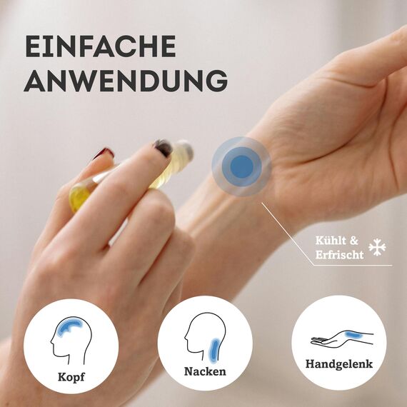 HANFAMA SOS Kopfweh Roll-On für einen klaren Kopf – mit Bio-Hanföl, ätherischen Ölen, Pfefferminzöl & Eukalyptusöl zur Linderung leichter Kopfschmerzen und Anspannung – aus der Steiermark – 10 ml