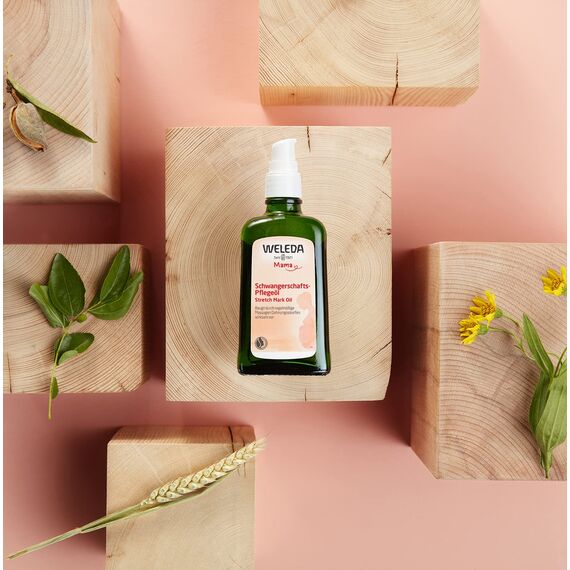 WELEDA Bio Mama Schwangerschaftsöl - Naturkosmetik Babybauch Massageöl zur Dehnungsstreifen Vorbeugung. Hautpflege Schwangerschaft Narbenöl mit Jojobaöl verbessert die Hautelastizität (vegan, 100ml)