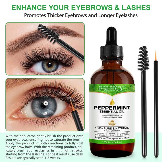 Pfefferminzöl Ätherisches Öl 120ml, 100% Reines Natürliches Minzöl, Peppermint oil für Haar, Diffusor, Massage, Körperpflege, Aromatherapie