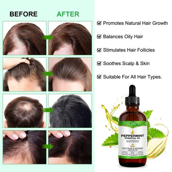 Pfefferminzöl Ätherisches Öl 120ml, 100% Reines Natürliches Minzöl, Peppermint oil für Haar, Diffusor, Massage, Körperpflege, Aromatherapie