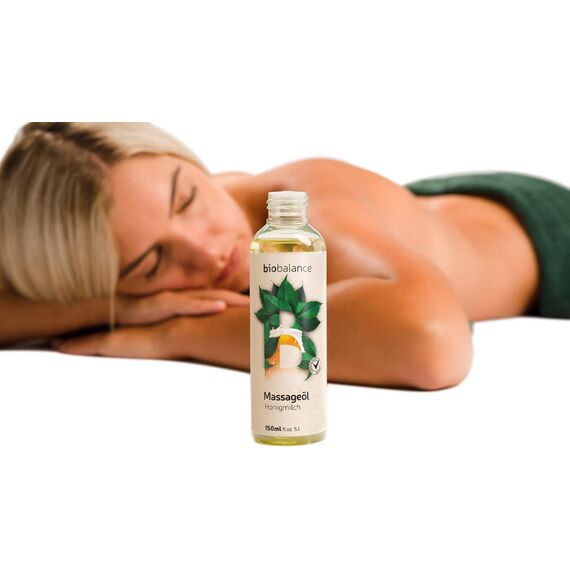 BIO BALANCE Honigmilch Massageöl 150ml - intim geeignetes, natürliches Körperöl für Entspannung & Massage für Körpermassagen & Hautpflege - für trockene & anspruchsvolle Haut - DERMATOLOGISCH GETESTET