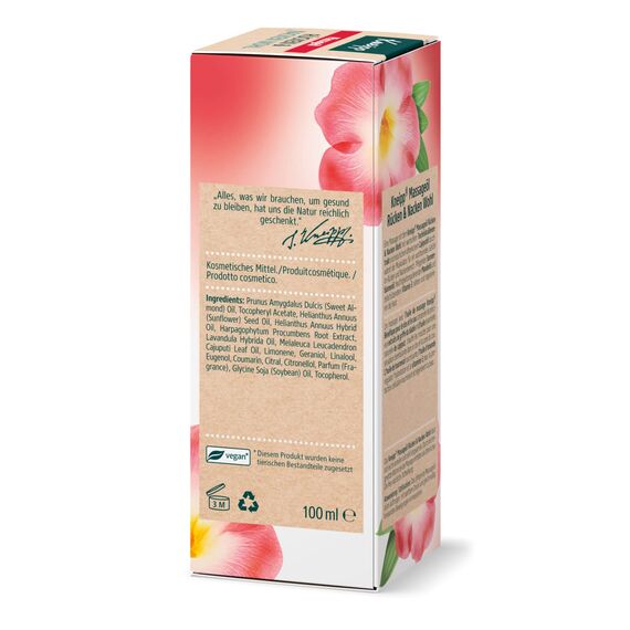 Kneipp Massageöl Rücken Wohl, hochwertig mit Extrakt der Teufelskralle, mit reichhaltiger Sheabutter, Sonnenblumenöl und Vitamin E, Mehrfarbig, 100 g (1er Pack)