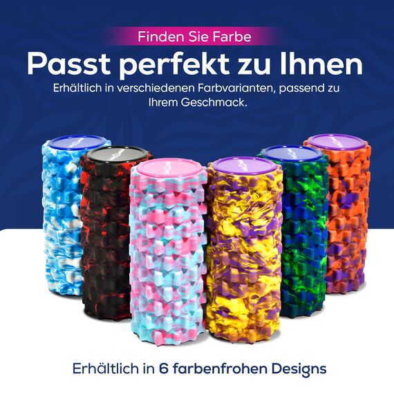 Body & Mind® Faszienrolle Massage-Rolle Fitnessrolle Sportrolle Therapierolle; Faszien-Training am Oberkörper, Nacken, Rücken, Beine, Waden & allen anderen Muskelgruppen; 33 x 14,5 cm; Pink-Blau