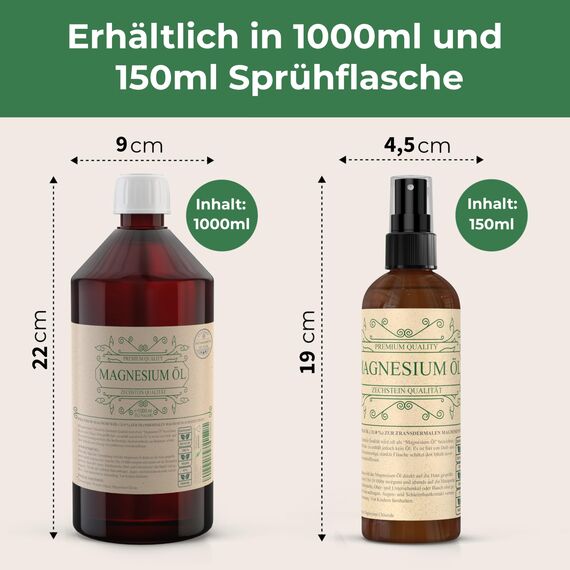 Viroxidin Zechstein Magnesiumöl Spray 150ml - 100% Natürlich & Rein aus deutscher Abfüllung - Magnesiumchlorid Zechstein Magnesium Spray in Premium Qualität - Perfekt für unterwegs