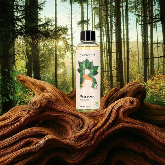 BIO BALANCE veganes Massageöl DERMATOLOGISCH GETESTET 150ml intim geeignet mit Vitamin E & Shea Butter duftneutral Body Bio Oil für Wellness Massage & Anti Stress Massage Oil in recycelter Flasche