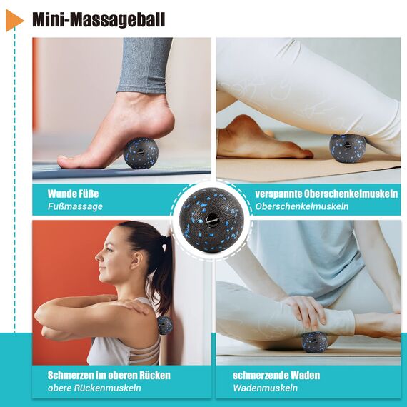 nooncrazy Faszienrolle Set mit 3D-Texturmassage, Mini Faszienrolle, Faszienball und Duoball, Faszien Set zum Faszien Training von Muskeln, Bindegewebe und Stoffwechsel, mit Training Posters