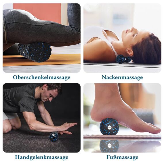 Faszienrolle Faszienrollen Set Bestehend aus 3D-Textur-Massage Faszienrolle Wirbelsäule/Mini-Faszienrolle Faszienball Blackroll Foam Roller für Yoga Bindegewebsstoffwechsel Muskelmassage mit Poster