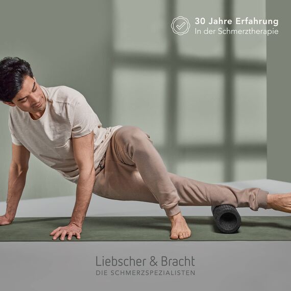 Liebscher & Bracht Original MAXI-Rolle: Faszienrolle mit Umlaufrille, weiche Oberfläche, Massagerolle 38 cm Made in Germany, Übungen in der App