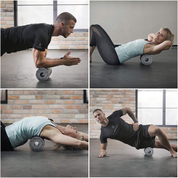 BODYMATE Faszienrolle Standard Mittel-Hart mit Gratis E-Book - Cool-Grey-Blue 30x15cm