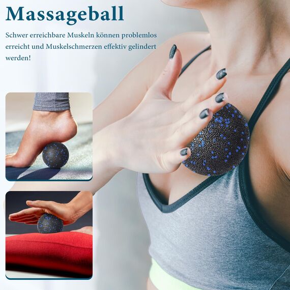 Fitnessrolle Faszienrolle Set Blackroll Foam Roller Faszien Set mit Faszienball Mini Faszienrolle Klein und Duoball für Yoga Faszien Training von Muskeln (Blue)