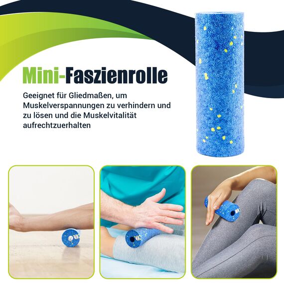 Faszienrolle Set mit 3D-Texturmassage, Enthält Anweisungen und Poster in Deutscher Sprache Tragetasche, Yoga Faszien Set mit Faszienball Faszienrolle Klein Duoball