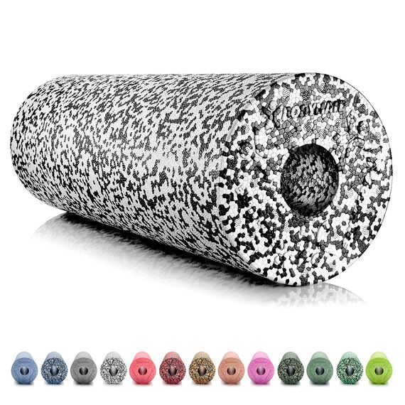 BODYMATE Faszienrolle Standard Mittel-Hart mit Gratis E-Book - Schwarz/Weiß 45x15cm