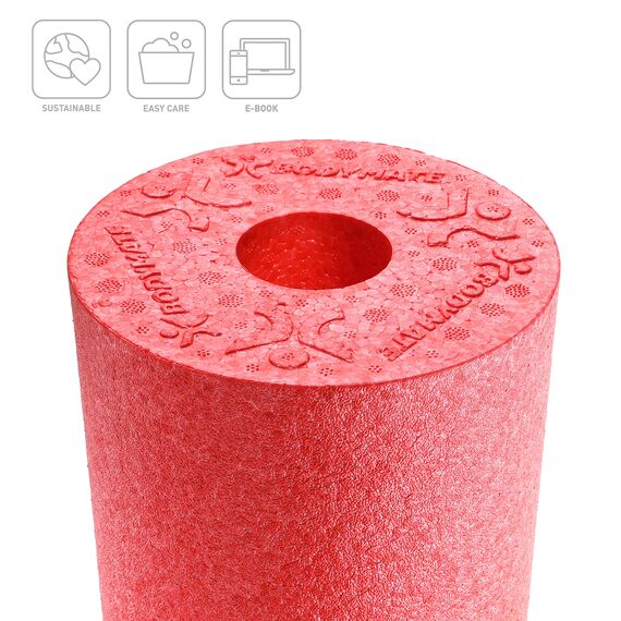 BODYMATE Faszienrolle Standard Mittel-Hart mit Gratis E-Book - Pepper-Red 30x15cm