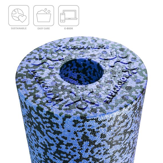 BODYMATE Faszienrolle Standard Mittel-Hart mit Gratis E-Book - Schwarz/Blau 45x15cm