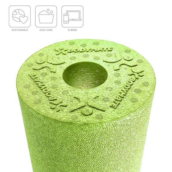 BODYMATE Faszienrolle Standard Mittel-Hart mit Gratis E-Book - Apfel-Grün 45x15cm