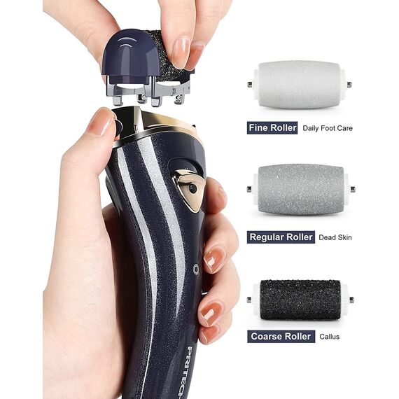 PRITECH Elektrischer Hornhautentferner Fußpflege Hornhaut Entfernen wiederaufladbar Pediküre Hornhautfeile Callus Remover (Weiß) (Schwarz)