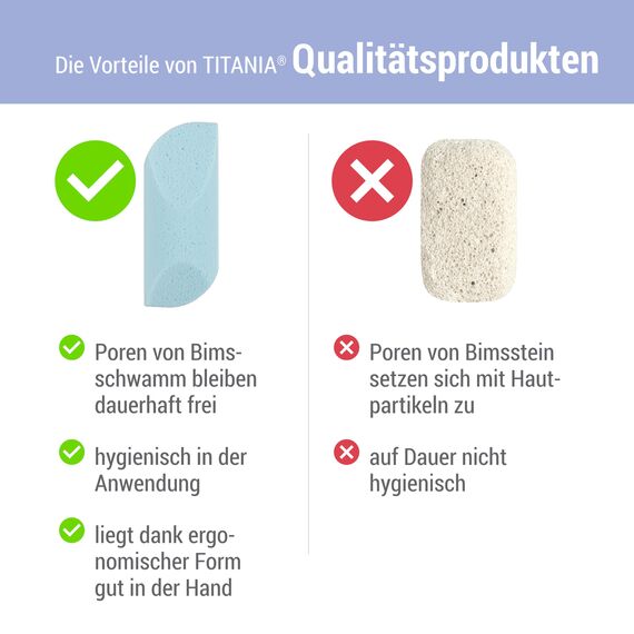 TITANIA Bimsschwamm Antibakteriell (abgerundet) • Bimsschwamm für Hand- & Fußpflege • Ergonomisch geformter Hornhautentferner • Bimsschwamm Fußpflege • Made in Germany • Bimsschwamm für Füße und Hände