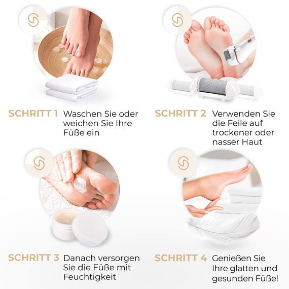 Essy Hornhautentferner Elektrisch Testsieger mit 5 Ersatzrollen Hornhaut Entfernen Elektrischer Hornhautentferner Fußpflegegerät Pediküre Set Elektronisch Fußpflege Hornhautfeile (White)