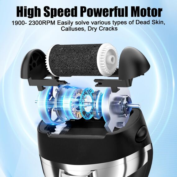 Hornhautentferner Elektrisch - Hornhaut Entfernen Fuß - Fusspflege Set Professionell mit 9 Ersatzrollen 2 Gear Hornhautentferner Pediküre Hornhautfeile Callus Remover für Fußpflege (Schwarz-9)