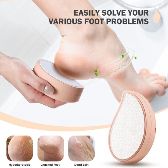 BEZOX 3in1 Nano Glas Hornhautentferner & Edelstahl Hornhautfeile - Hochwirksame Hornhauthobel für samtweiche Füsse - Hornhautraspel Für Hornhautentferner Starke Hornhaut Tote Haut Fuß Schaber