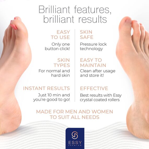 Essy Hornhautentferner Elektrisch mit 5 Ersatzrollen Hornhaut Entfernen Fuß Elektrischer Hornhautentferner Elektrisch Testsieger Elektrische Hornhautentfernung Hornhaut Pediküre Set Fußpflege (Blau)
