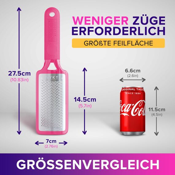 NYK1 ORIGINAL MEGAFILE Professionelle Fussfeile Pediküre Hornhautfeile. Sehr scharf,extra große Reibe mit vielen Mikrofeilen.Entfernen sie raue trockene Hornhaut in wenigen Sekunden. PINK oder Schwarz
