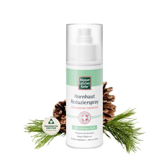 Allgäuer Latschenkiefer Hornhaut-Reduzier-Spray – 150 ml – Medizinische Fußpflege: dermatologisch getestet & effektive Formulierung – zur Pflege von Hornhaut– in Deutschland hergestellt