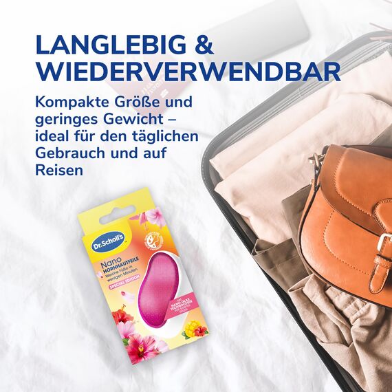 Dr. Scholl’s Nano Glas Hornhautfeile - Weiche Füße in wenigen Minuten, Hornhautentferner, Special Edition Rosa, Pediküre, Geeignet für Nasse oder Trockene Füße, Hornhaut Entfernen Fuß, Fußpflege