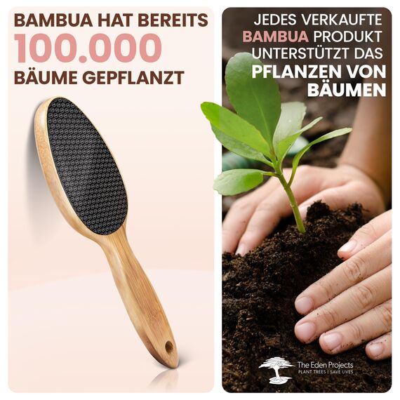 BAMBUA Hornhautentferner - (100% Plastikfrei) Hochwirksame Hornhautfeile mit Nano Glas - Zur Fußpflege für schöne Füße - Hornhautraspel - Premium Hornhauthobel zum Hornhaut Entfernen Fuß