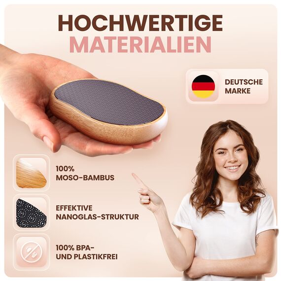 BAMBUA Hornhautentferner - [100% Anti-Hornhaut Effekt] Hornhaut Entfernen Fuß - Zur Fußpflege für schöne Füße - Effektives Nano Glas - Professionelle Pediküre - Premium Bimsstein Fußpflege (Schwarz)