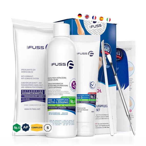 Mr. Fuss No. 4 Advanced Pack Complete, Hornhautentferner, Hornhaut Entfernen Fuß, Fußpflege, Fusspflege, Hornhautentferner Lösung, Fuß Hornhaut Entferner, Nagelhautentferner Flüssig, Anti Hornhaut