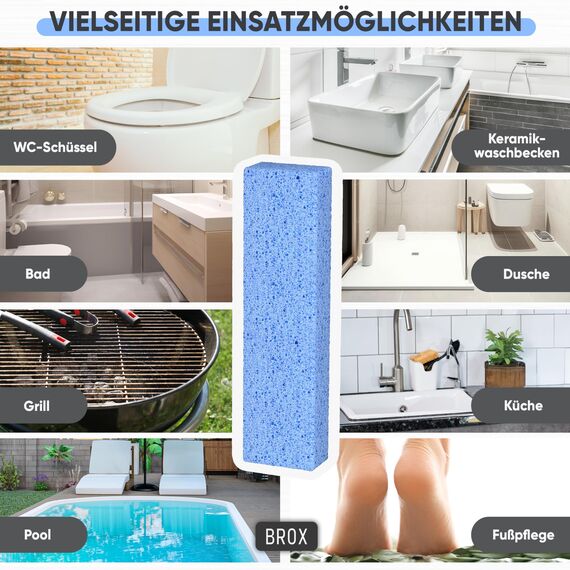 BROX Bimsstein WC Block – Reinigungsstein Blau (5 Stück) – Wunder Putzstein für Klo, Bad, Küche & Fußpflege – Effektiver Kalk und Urinsteinentferner – Pumice Stone – Die Nr. 1 der Toilettenreiniger