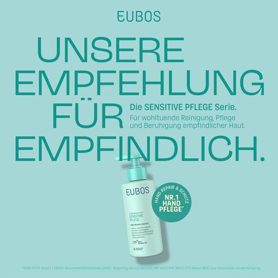 EUBOS SENSITIVE PFLEGE - Hand Repair & Schutz Pumpspender - Handcreme für trockene, rissige Hände - Für spürbar glattere und weichere Hände - Hautverträglichkeit dermatologisch bestätigt - 150ml