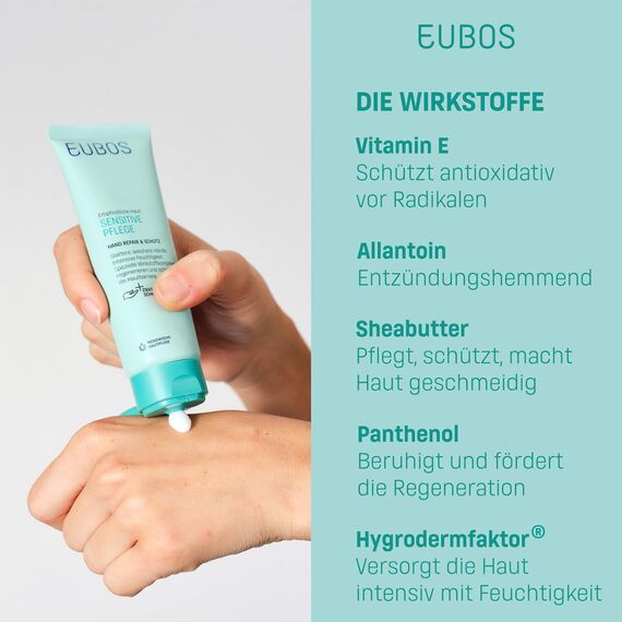 Eubos | Hand Repair & Schutz | Handcreme für trockene, rissige Hände | 75ml | Die besondere Aktiv-Formel für gepflegte Hände aus der EUBOS-Forschung mit 4-fach-Wirkung: regeneriert, feuchtig­keitsspendend, strafft und schützt