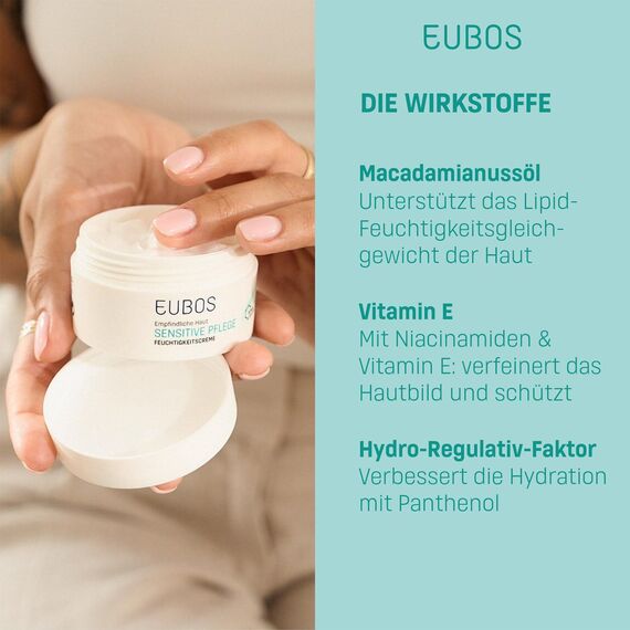 EUBOS SENSITIVE PFLEGE I Feuchtigkeitscreme Nachfüllbeutel I Intensive Pflege für empfindliche Haut I Fördert ein gesundes Aussehen der Haut I Hautverträglichkeit dermatologisch bestätigt I 50ml