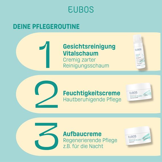 EUBOS SENSITIVE PFLEGE I Aufbaucreme I Für empfindliche und trockene Haut I Wind- und Wettercreme I Für einen glättenden Effekt von Innen I Hautverträglichkeit dermatologisch bestätigt I 50ml