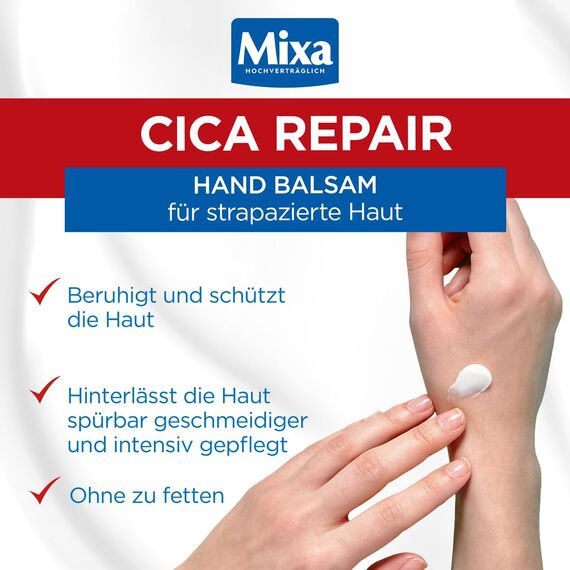 Mixa Cica Repair Hand Balsam, feuchtigkeitsspendende und intensiv reparierende Handcreme, 50 ml