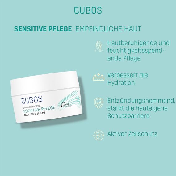 EUBOS SENSITIVE PFLEGE I Feuchtigkeitscreme Nachfüllbeutel I Intensive Pflege für empfindliche Haut I Fördert ein gesundes Aussehen der Haut I Hautverträglichkeit dermatologisch bestätigt I 50ml