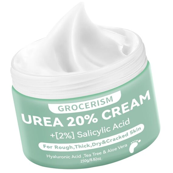 Urea Creme 20 prozent 250 Gramm || Hornhautentferner Fußcreme, Handcreme, Bodylotion mit Hyaluronsäure, Teebaum und Aloe Vera für tiefe Feuchtigkeit, Kallusentferner und Erweichung
