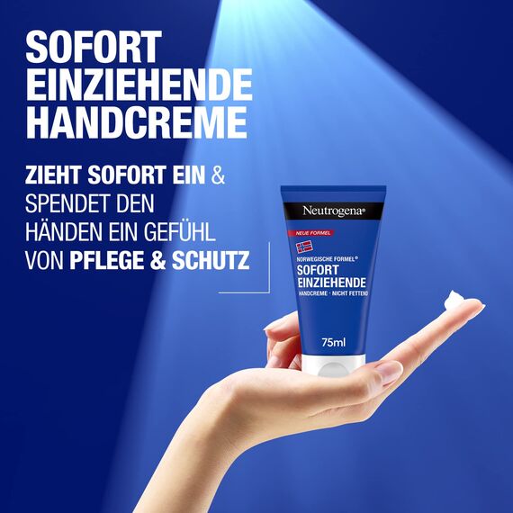Neutrogena Sofort einziehende Handcreme, leichte und nicht fettende Feuchtigkeitscreme mit Glycerin + Vitamin E bei trockenen, rissigen Händen 75 ml