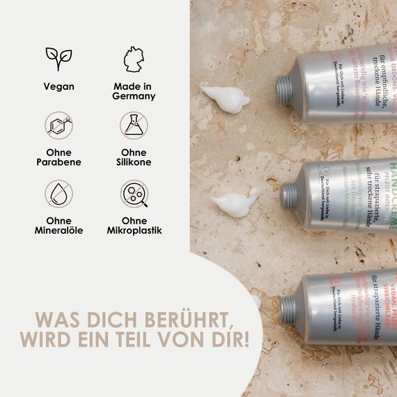 Jean & Len – Sehr geile Handcreme Neutral, Handpflege für strapazierte Hände, pflegt intensiv, ohne Parabene und Silikone, vegan, Handcreme Tube, 75 ml