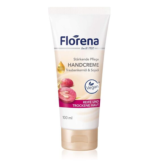 Florena Handcreme mit Traubenkernöl & Sojaöl, Vegan, 1er Pack (1 x 100 ml)