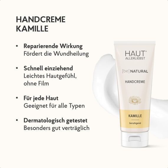HAKA Handcreme Kamille, 100ml, intensive Pflege für trockene & strapazierte Hände, mit Kamillenextrakt & Vitamin E, zieht schnell ein, ohne zu fetten, vegan