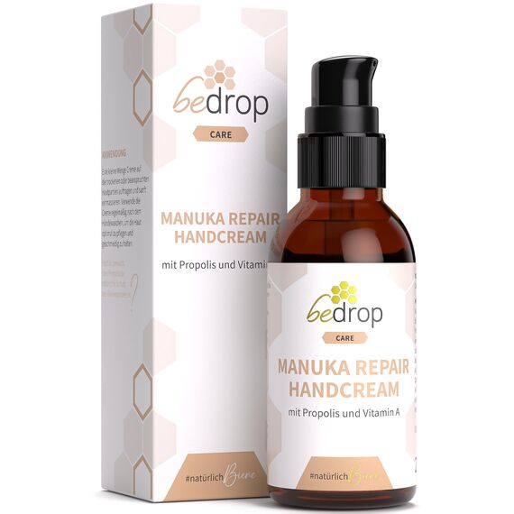 bedrop Manuka Repair Handcream feuchtigkeitsspendende Handcreme mit Manuka Honig, Bienenwachs, Propolis & Vitamin A bei trockenen & rissigen Händen anwendbar