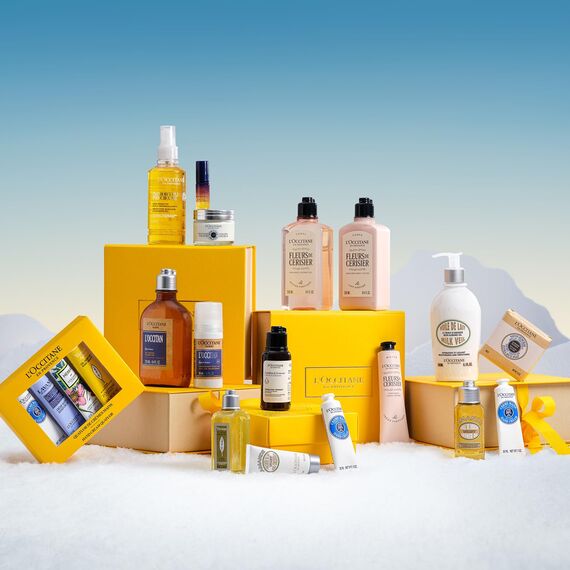 L'OCCITANE - Set Das der Provence – Sheabutter Handcreme, Duschgel Verbene, Ausgleichendes und Sanftes Shampoo und Körpermilch-Konzentrat Mandel – In Frankreich hergestellt