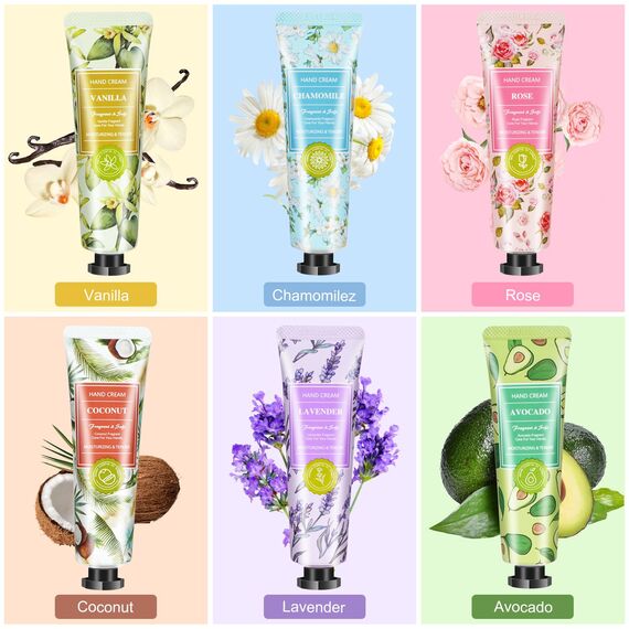 6 Pcs Handcreme Kleine Geschenk für Frauen, Handcreme Mini Männer 30g - Handcreme Für Sehr Trockene Hände Natürliche Feuchtigkeitscreme Set, Muttertag & Geburtstags Geschenk