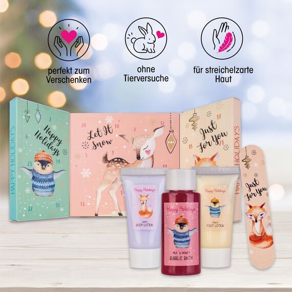 Accentra – Pflege Adventskalender 2025 für Mädchen mit 24 Pflegeprodukten – Adventskalender Beauty mit Bodylotion, Badebomben, Duschgel, Shampoo, Lip Balm, Handcreme uvm. – Weihnachtskalender Teenager