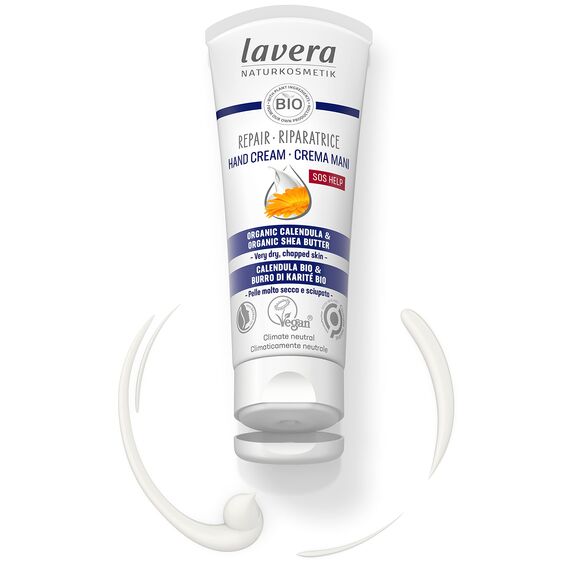 lavera Repair Handcreme – Bio Calendula und Sheabutter – SOS für beanspruchte Hände, langanhaltender Schutz – Vegan, Bio (1 x 75ml) (Packung mit 2)