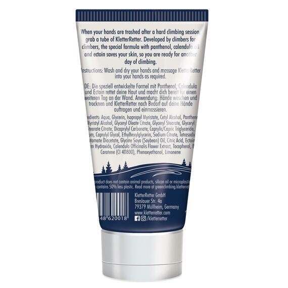KletterRetter Handcreme für Kletterer und Boulderer 75ml - mit Panthenol, Calendulaöl und Ectoin - Zieht schnell ein und klebt nicht